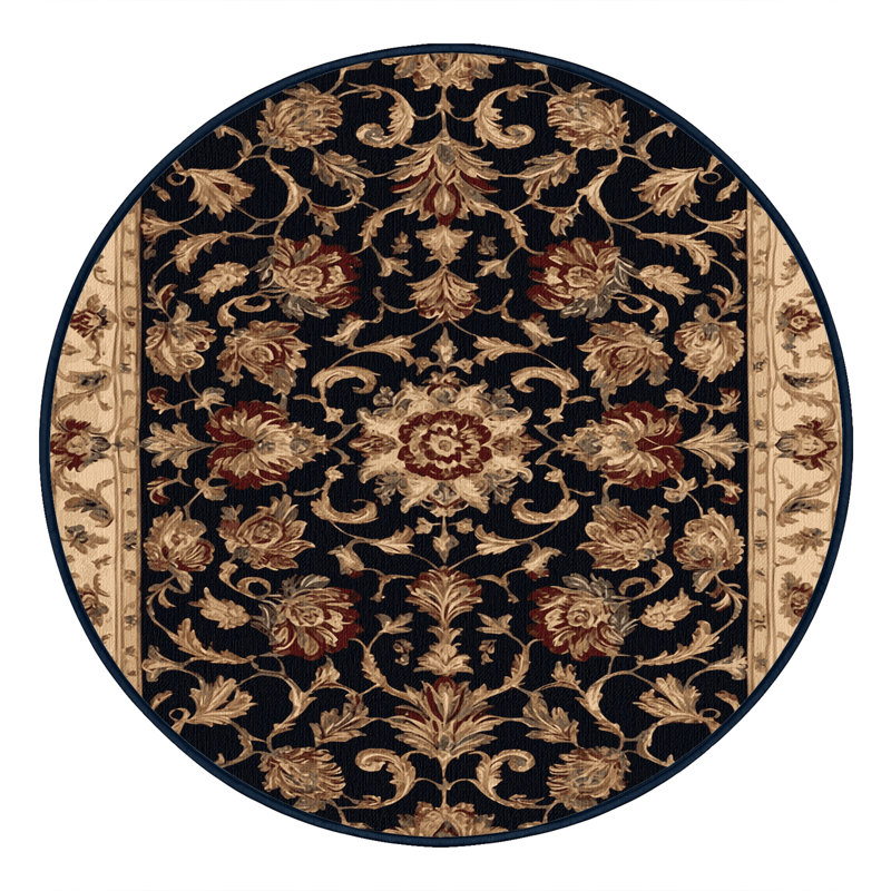 Tapis noir français lavable à la machine, Rond 4 pi