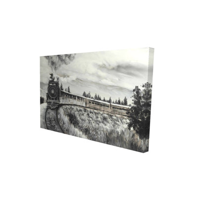 Steam Engine Train Canvas | Black & White Living Room Decor