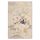 1920s Beige Field Artistic East Asian Heritage Antique Japenese Kesi Woven Rug 5'0" x 9'0"