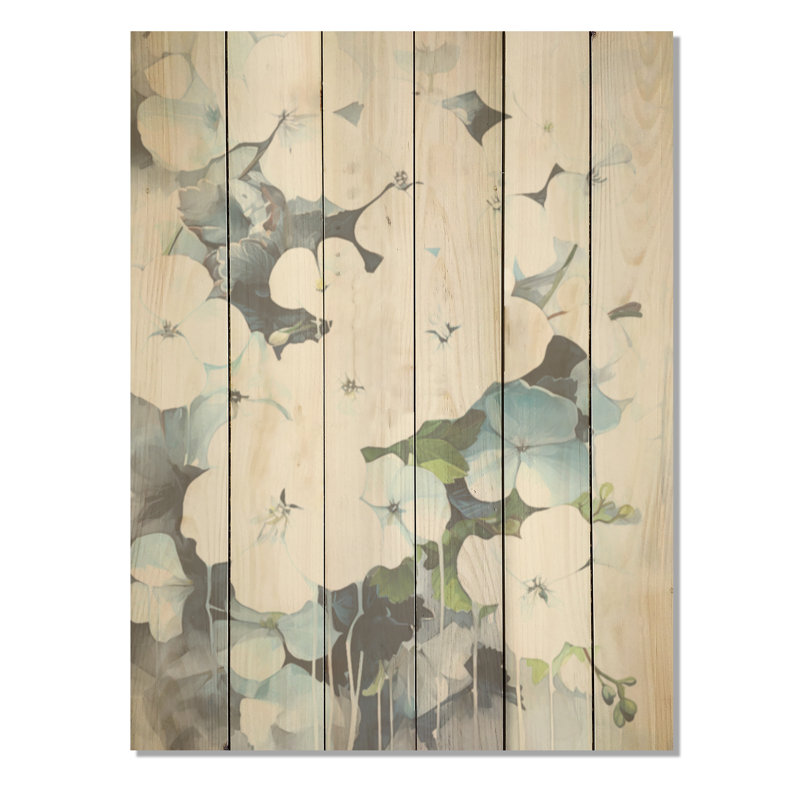 «White Adorned Violets - Violets», art mural sur bois de pin naturel, H 20 po x l 10 po