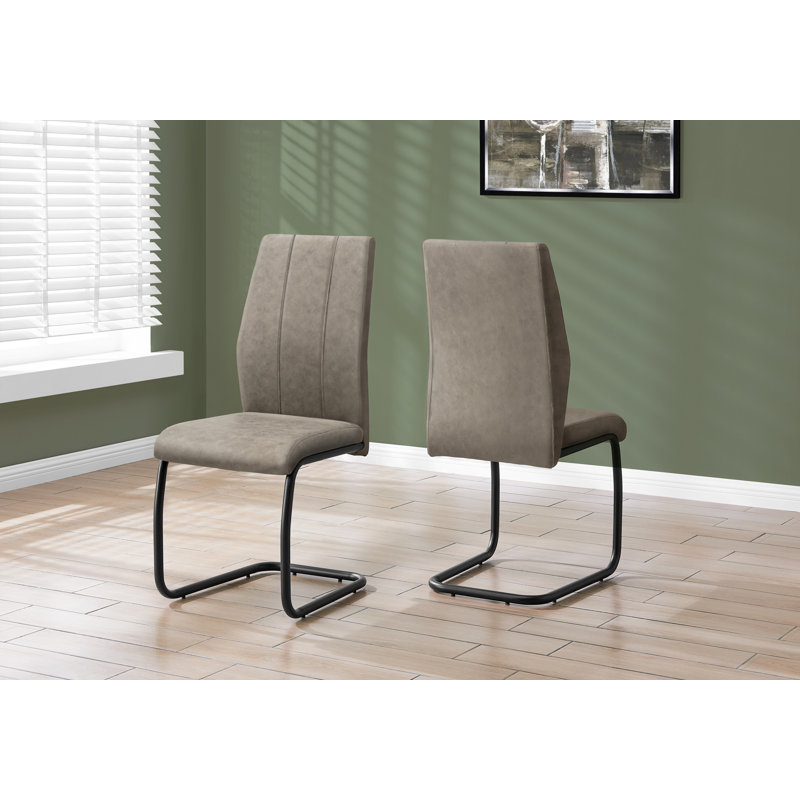 Chaise de salle à manger, ensemble de 2 chaises d'appoint de salle à manger, chaise d'appoint, Polyester Taupe, Noir