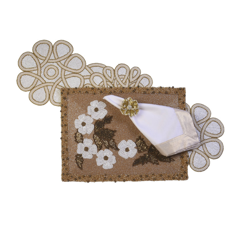 Small White And Tan Flower Runner