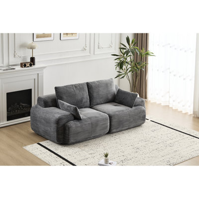 Gris, 2 places, mousse à mémoire de forme, comprimé, pour animaux de compagnie, velours côtelé, salon, sans assemblage, traversins à haute résilience, qualité de disposition flexible