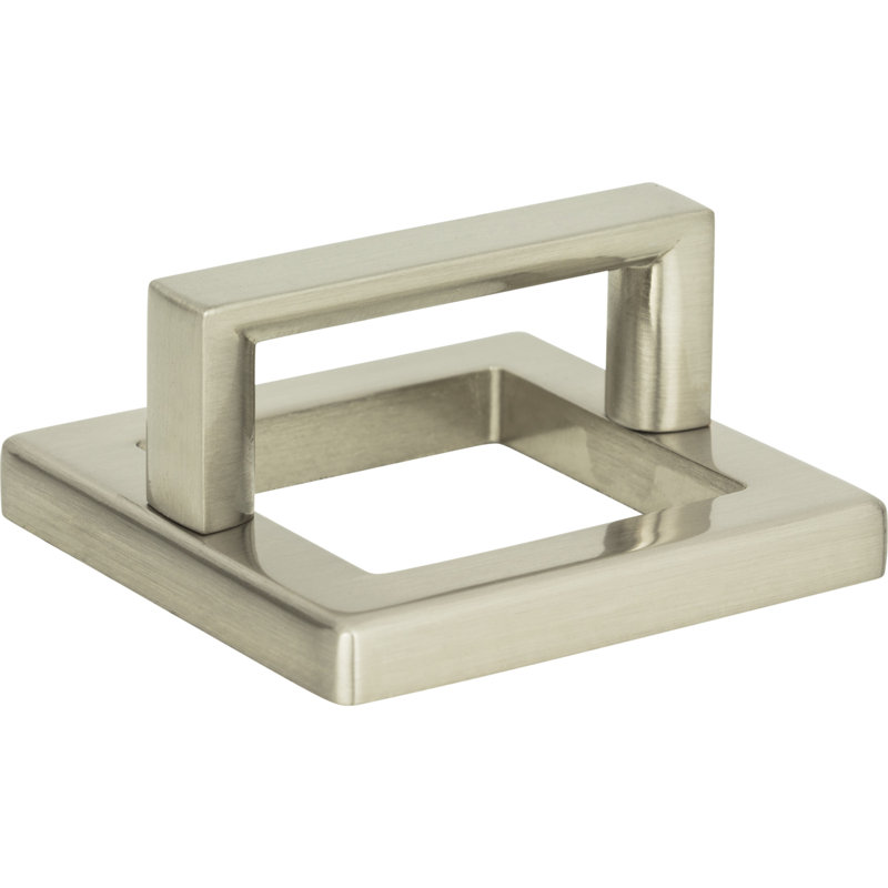Modern Brushed Nickel Square Finger Pull with Mounting Hardware