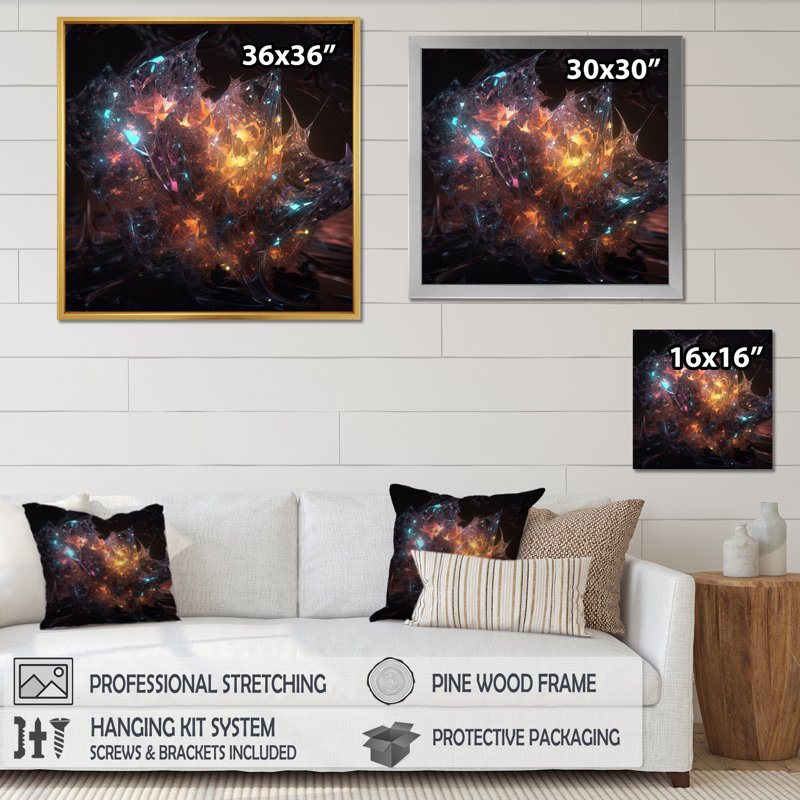 Liquid Crystal Fusion - Print, White Floater Framed, 16" H x 16" W x 1" D
