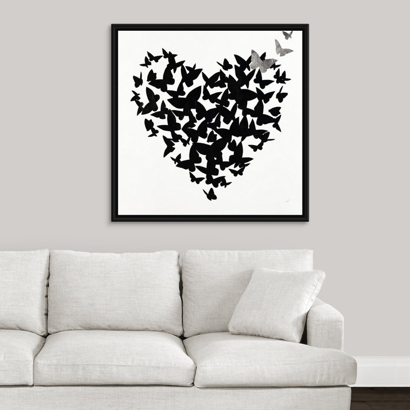 «Hearts in Flight III», impression sur toile, H 37,7 po x l 37,7 po x p 1,75 po, Cadre flottant noir