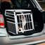 Boîte de voyage en aluminium de haute qualité pour animaux de compagnie, 35 25 27 po, forme argent noir simple à installer