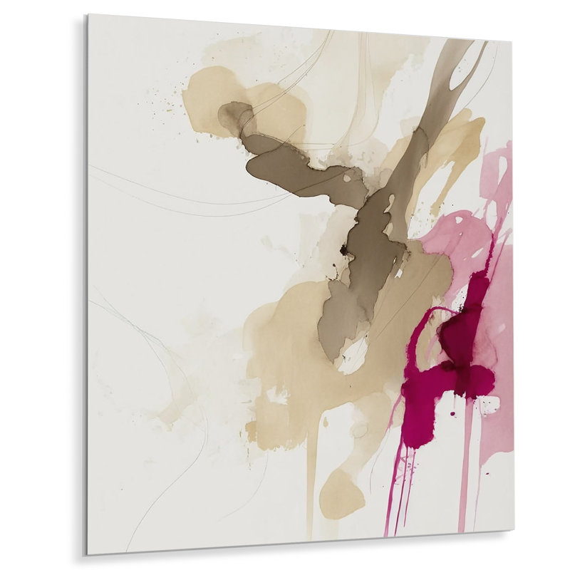 Décoration murale en métal à encre liquide abstraite A Touch Of Viva Magenta III, H 20 po x l 12 po x P 1 po