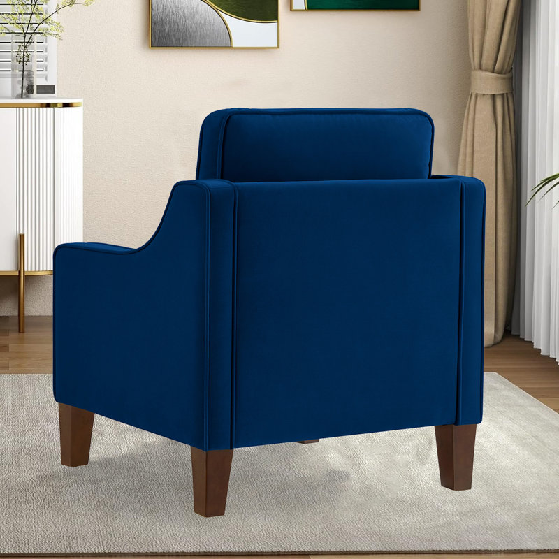 Zan Velvet Armchair, Navy Blue Velvet