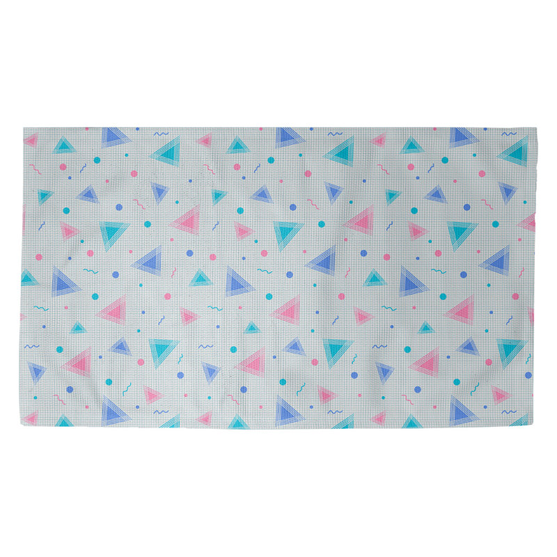 Tapis gris rétro/bleu/rose 90 Avicia, Rectangle 5 pi 3 po x 7 pi 2 po