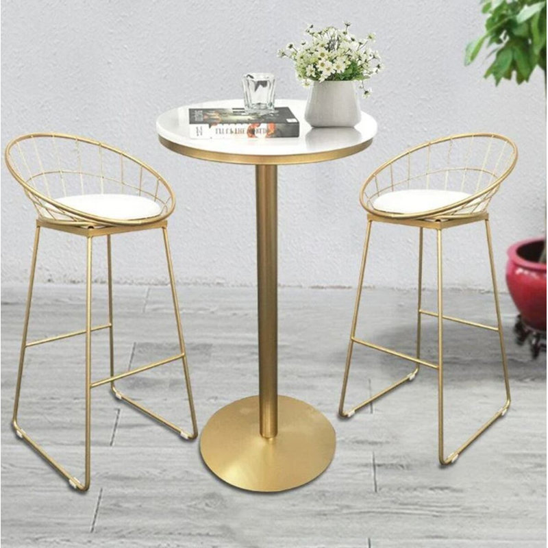 Tabouret de comptoir Luther, Blanc, Doré