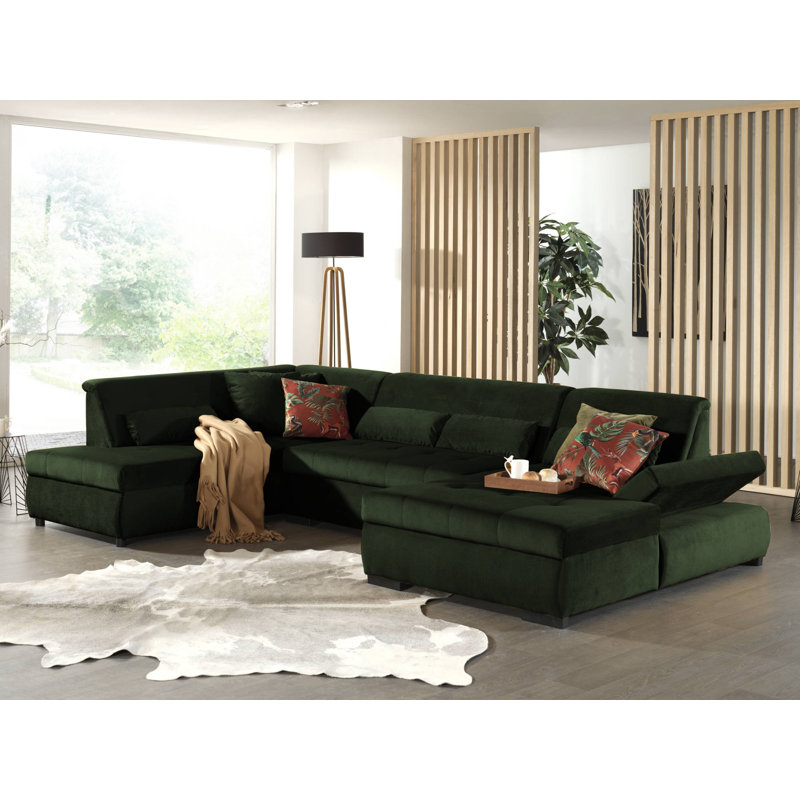 Vermont 7 Seater Large Corner Sofa, Left Hand Facing, Green