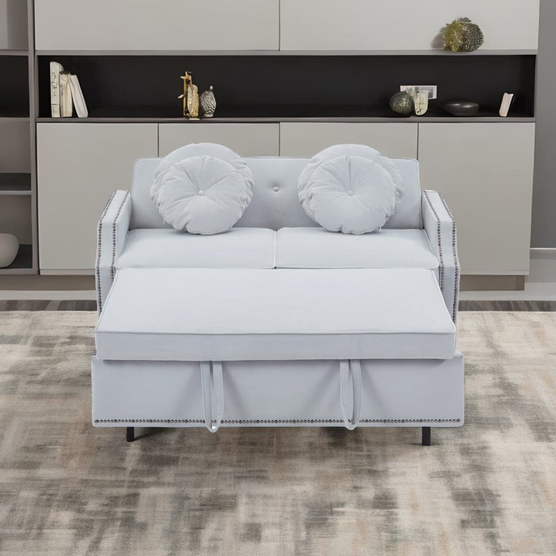 Canapé-lit 54,7 po Adriannah, 100 % polyester gris