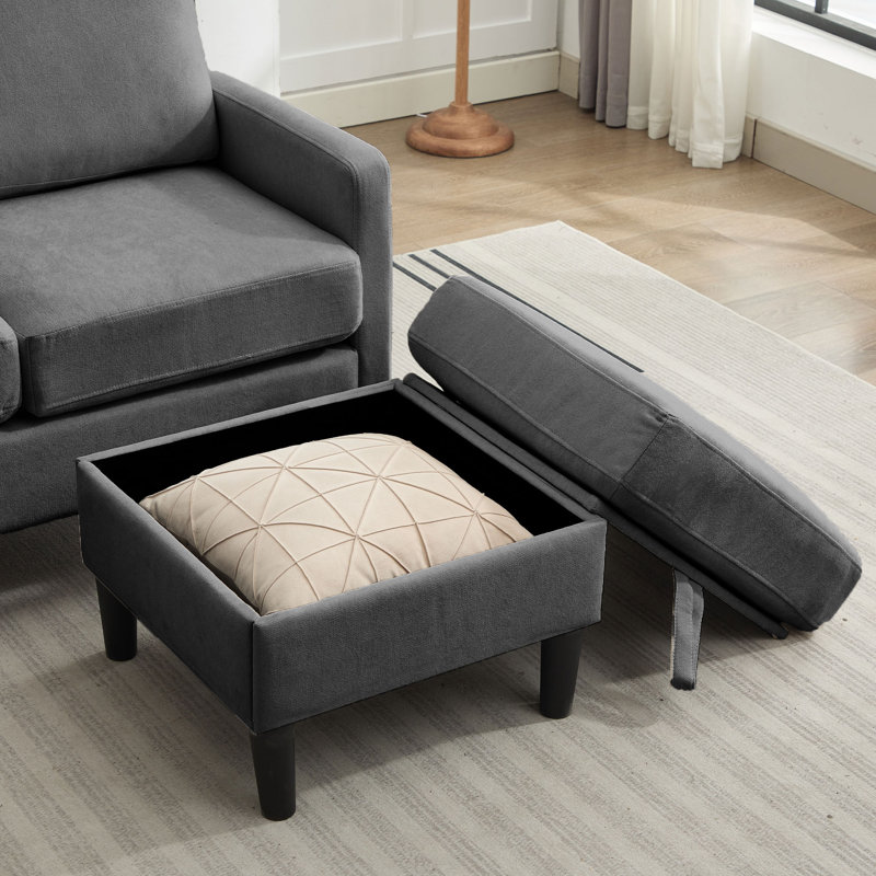 2 - Piece Upholstered L-Shaped Sectional, Dark Gray Polyester