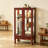 Curio Cabineted Curio Diapaly Cabinet With Adjustable Shelves And Mirrored Back Panel, Tempered Glass Doors (3 Tier), (E26 Bulb Not Included)-1678576257
