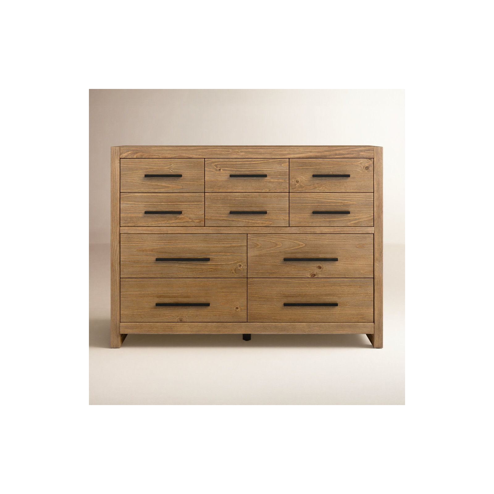 Modica 10-Drawer Solid Wood Dresser, Honey Brown