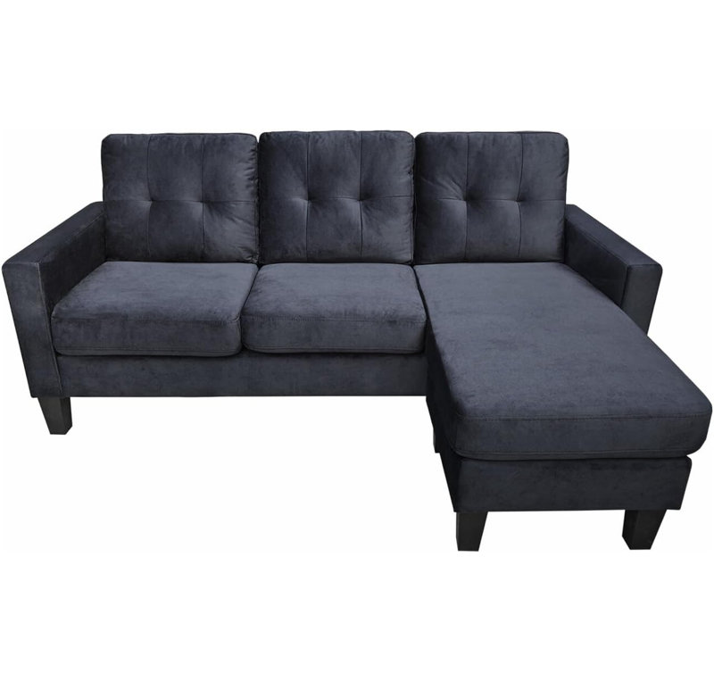 Canapé modulaire réversible en velours Everly Quinn, Velours noir