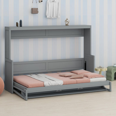 Lit escamotable peu encombrant avec levage hydraulique et bureau de travail intégré