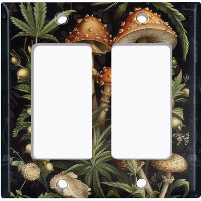 Couvercle de plaque d'interrupteur en métal; Fauteuil à bascule GFI 2 bandes US Standard - Mushroom Forest
