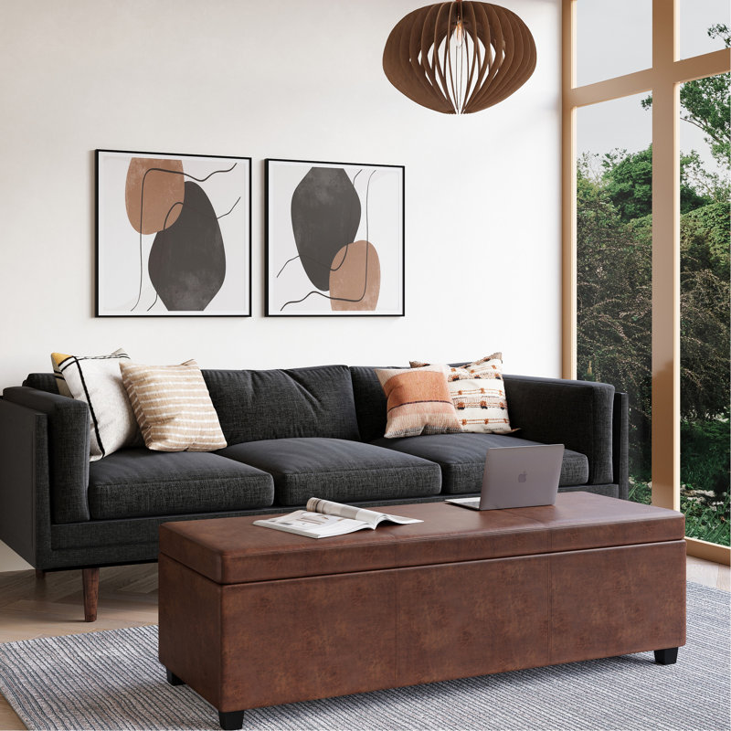 Très grand rangement - élégant et pratique. Cachez le fouillis avec des dimensions de P 18,05 po x l 55 po x H 16,8 po. Extérieur cousu pour plus de style, rangement intérieur spacieux. Fabriqué en bois massif, d'ingénierie