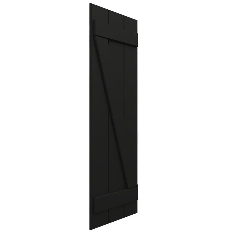 Volets l-1/8 "x H 66" EnduraCore en composite à trois planches jointes avec barre en Z, noir, Noir