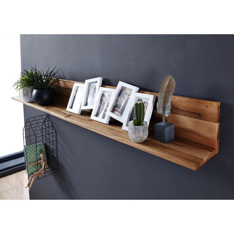 Montreux Oak Solid Wood Floating Shelf, 19cm H x 165cm W x 17cm D, Ecru