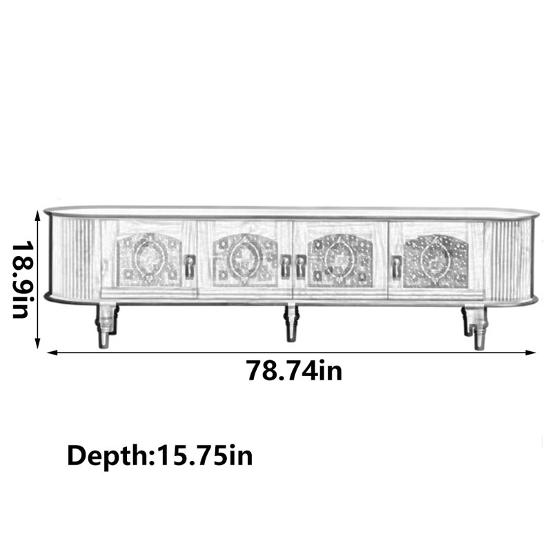Meuble télé rétro pop unique, 78.74"
