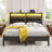 Full Bed Frame with Headboard, Upholstered Bed with Storage Shelves and Charging Station-74872731-76307301-89111811