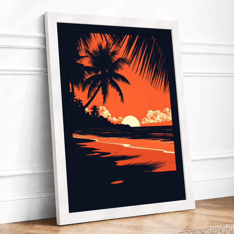 Sunset Tropical - Framed Print, A4 - 29.7 x 21.0 cm, White