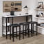 Ensemble de salle à manger 3 pièces pour le comptoir avec rangement, ensemble de table de bar 4 pièces avec 3 tabourets rembourrés-659644679