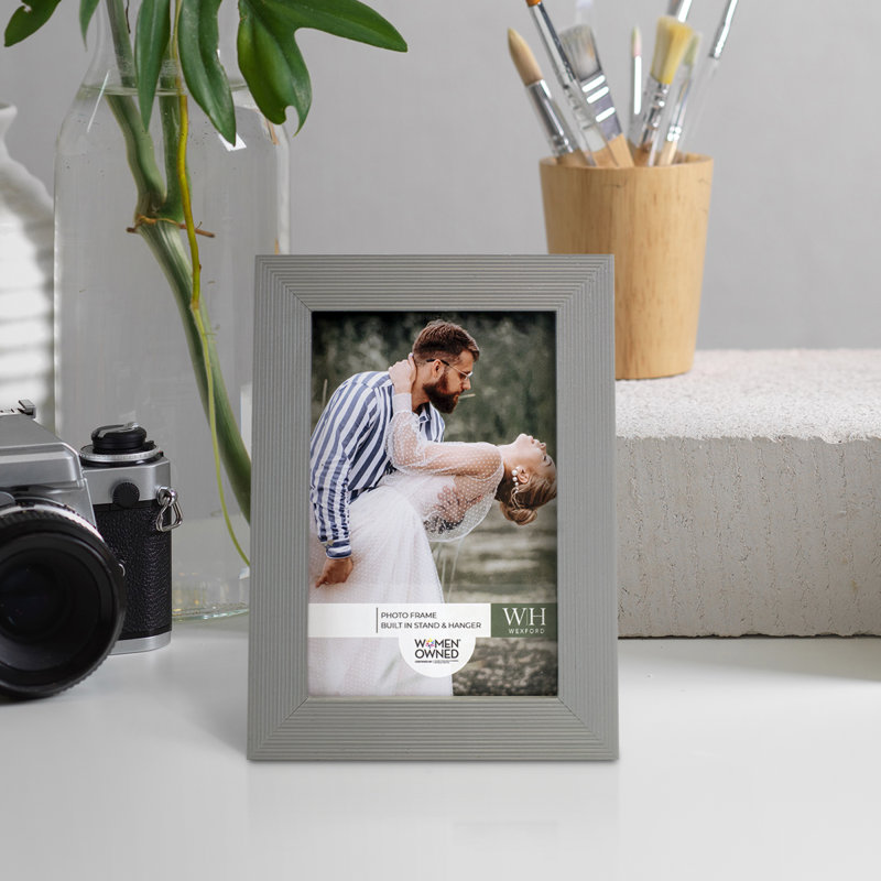 Cadre photo en bois Apolline, 3 po x 5 po, Gris