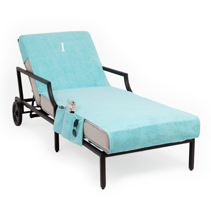Chaise Lounge Cover Cotton, Aqua\White, I