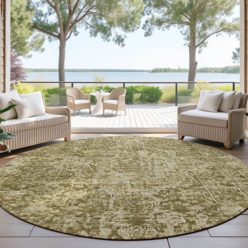 Scarlune Brown Washable Indoor-Outdoor Rug - LOOMLAN, 8' x 8'
