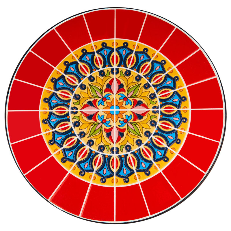 Table d'appoint de patio avec tablette Fenske, Rouge