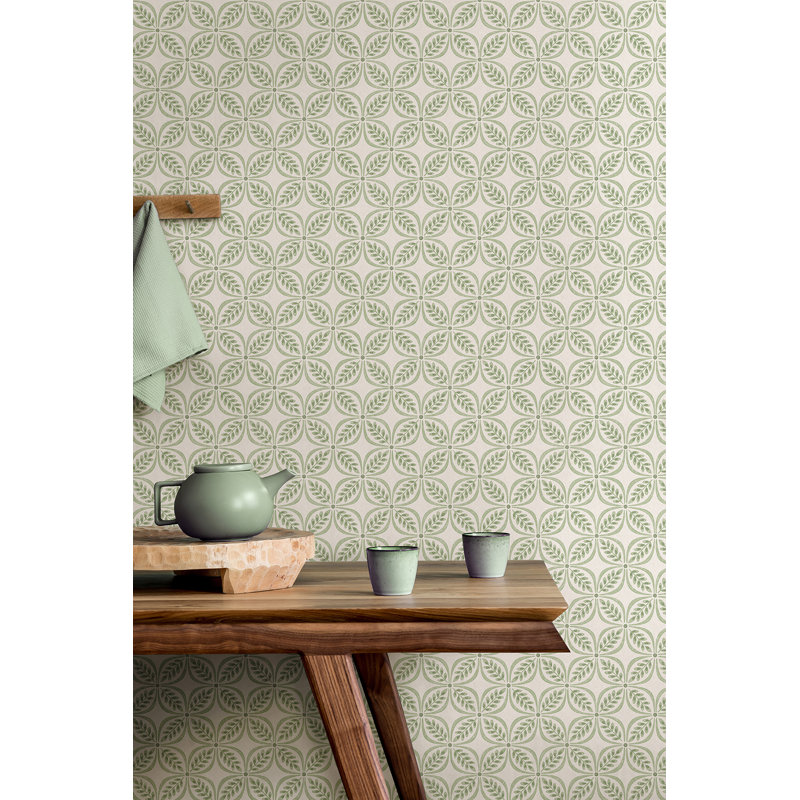 Papier peint treillis Manja, Vert
