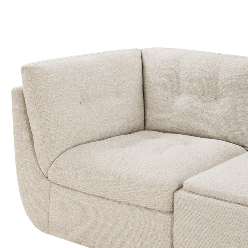 Canapé d'angle modulaire de 6 pièces avec pouf, entièrement rembourré