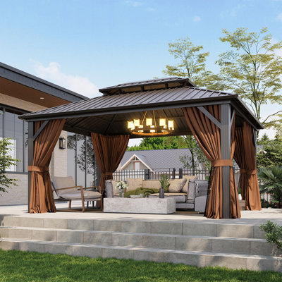 16 Ft. W X 12 Ft. D Metal Patio Gazebo