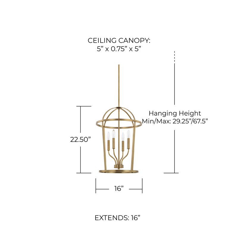 Luminaire suspendu géométrique à 4 lumières Babson, Laiton vieilli