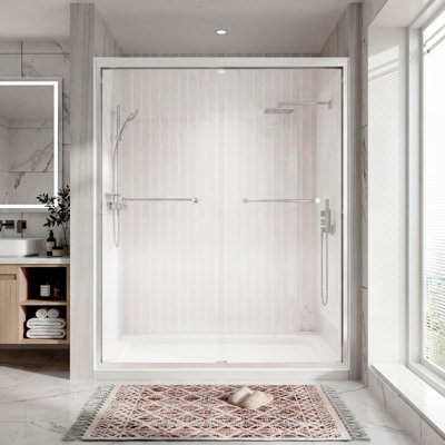 Porte de douche coulissante en aluminium chromée l 50 à 54 po x H 72 po