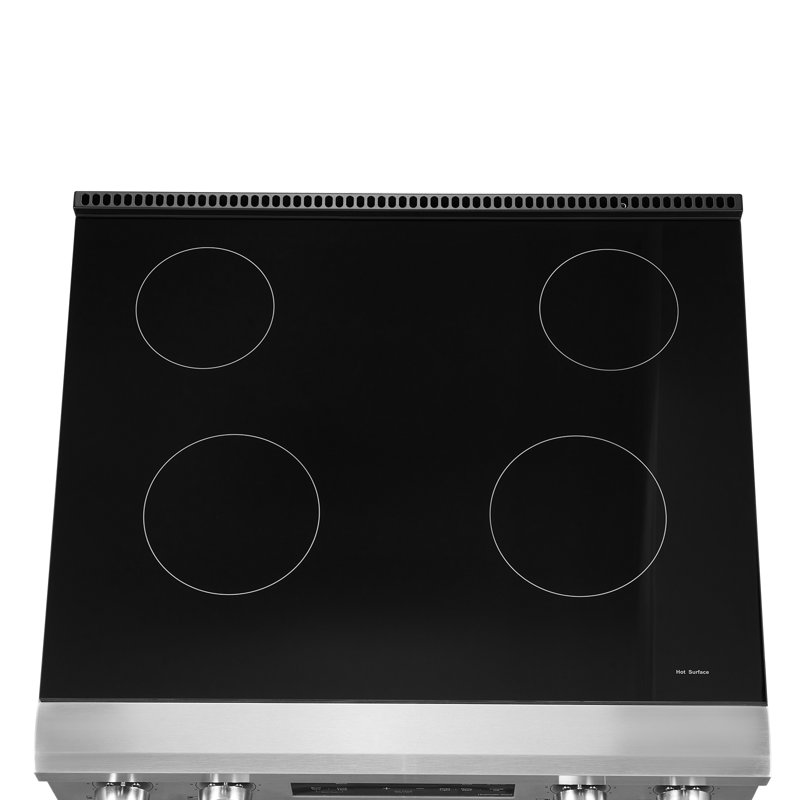 30 in Electric Range Oven, 4.8 Cu. Ft. Capacity Compact Freestanding Oven, Stainless Steel Kitchen Stove, with 4 Cooktop Burners, Timer, Easy Reach Racks, Storage Drawer, Light(No Power Cord)