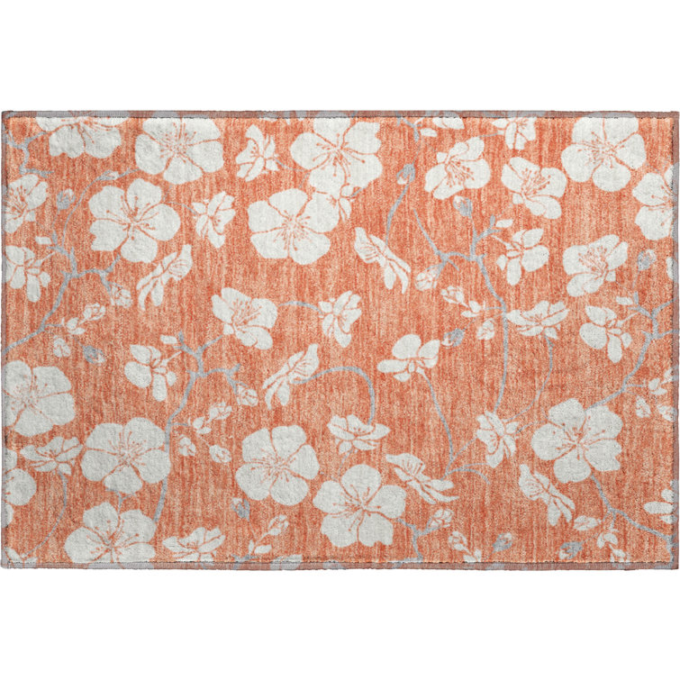 Premium Machine Washable Birchview AMF1032 Floral Rug