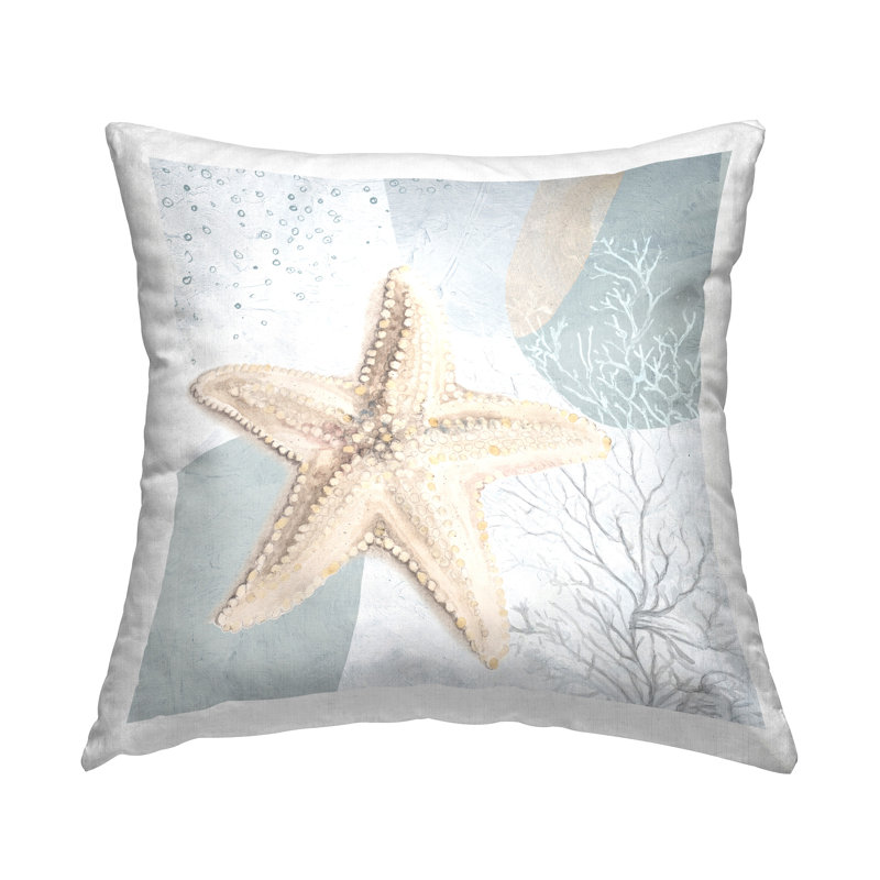 Coussin décoratif étoile de mer sur un motif de cercles par Patricia Pinto