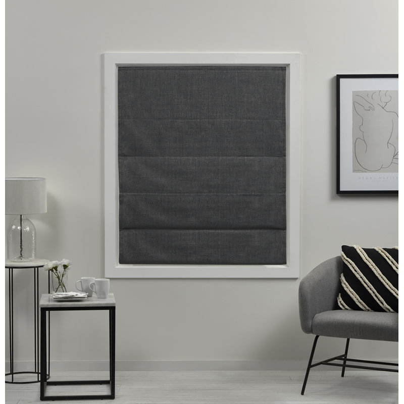 Exclusive Home Acadia 100% Blackout Roman Shade, 23"W x 64"L, Dark Gray