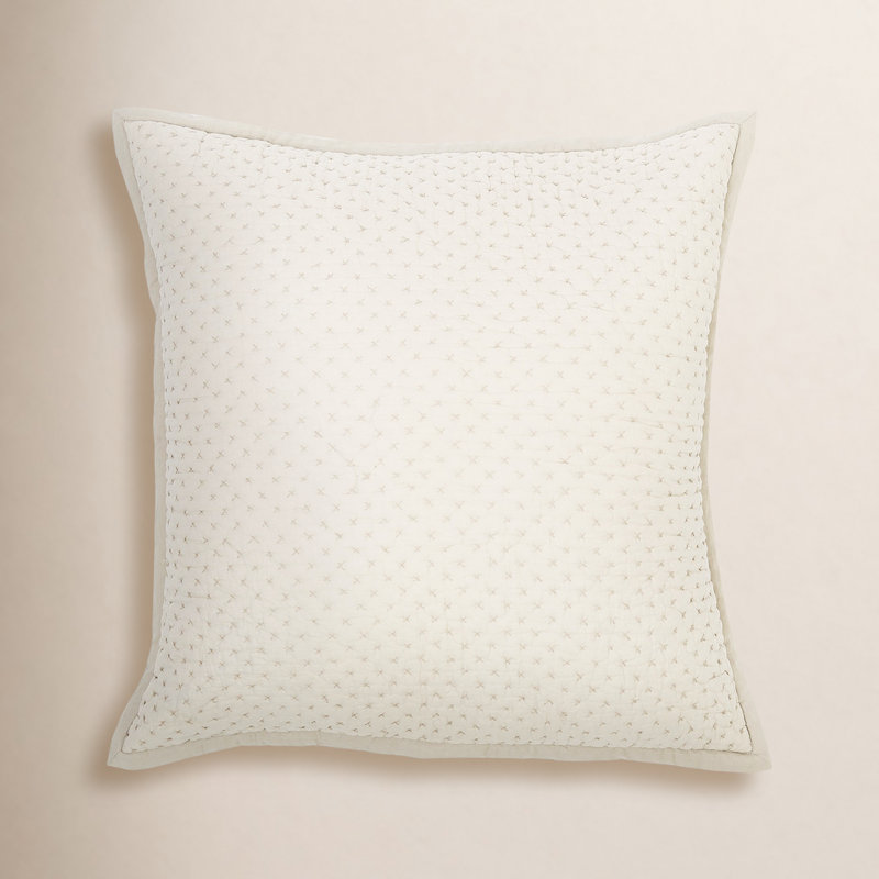 Paredes White/Tan 100% Cotton Piece Sham, Euro, Alabaster