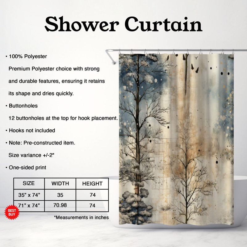 Wintery Forest - Premium Shower Curtain, 74"H x 71"W