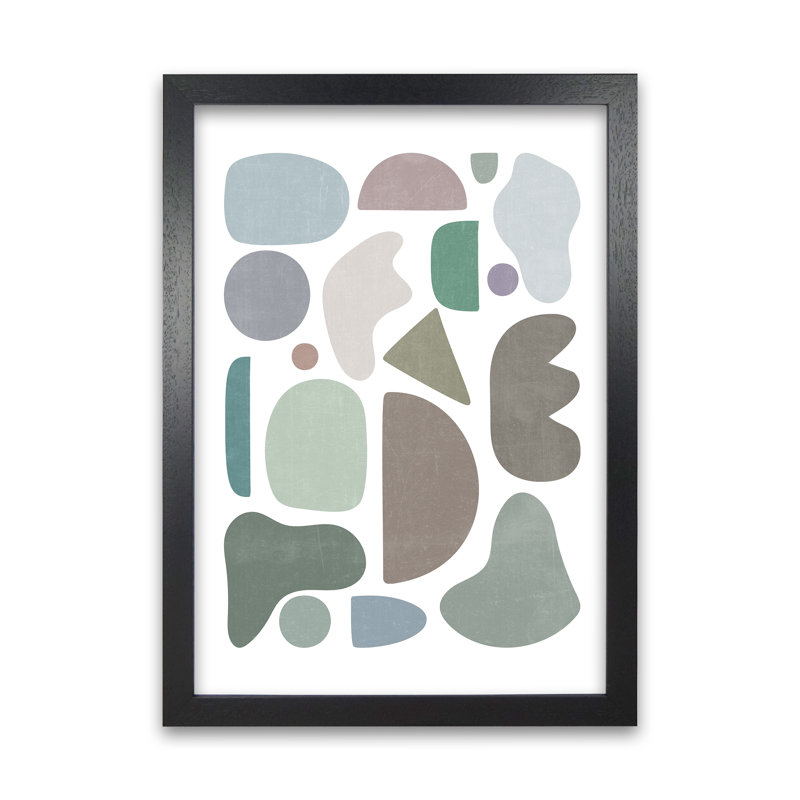 Abstract Terrazzo Shapes A - Print, 59cm H x 42cm W x 3cm D, Black Frame