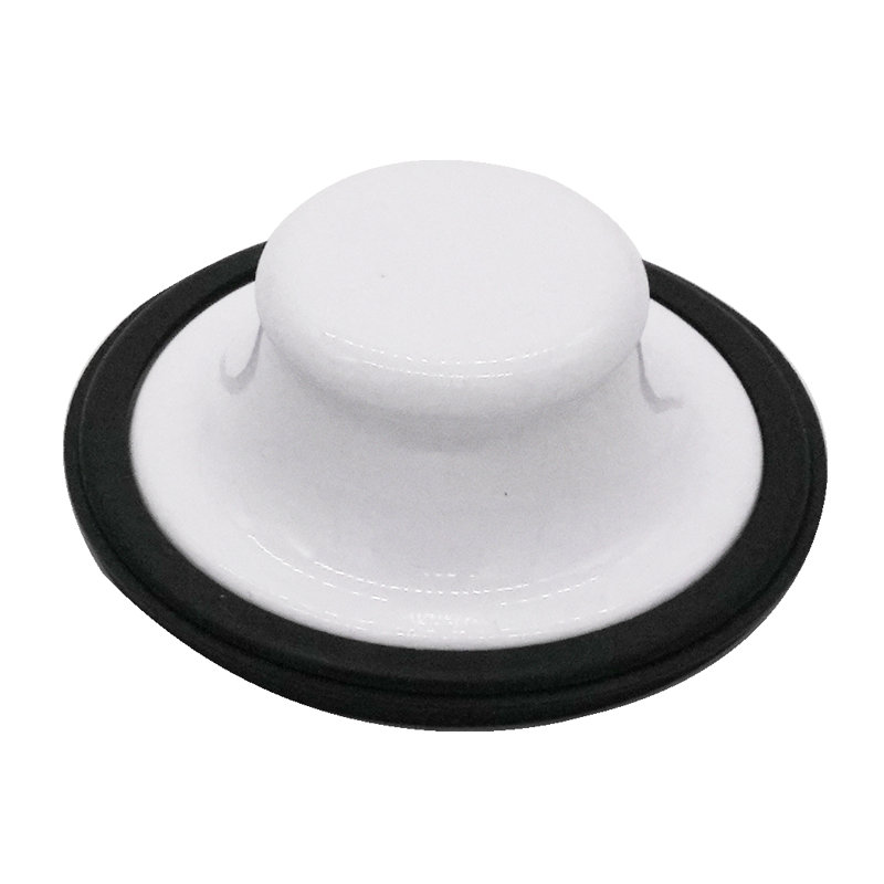 Post Style Kitchen Sink Basket Strainer with Waste Disposal Flange and Stopper Set, Powder Coat White