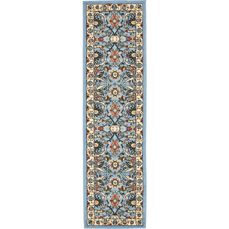 Britannia Floral Blue Area Rug, Runner 2'2" x 8'2"