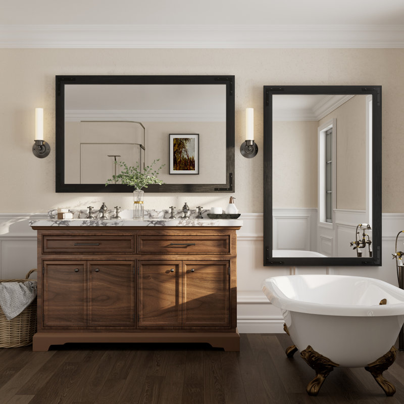 Miroir mural Amara Rustic Farmhouse, Noir, 55 po x 36 po