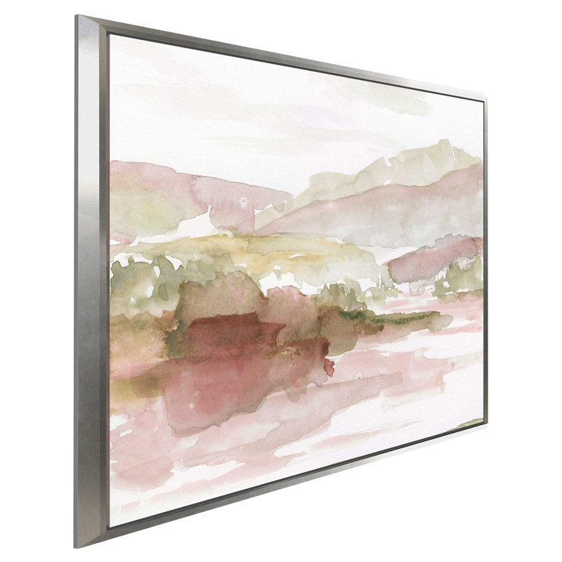 «Windscape I», reproduction de peinture à l'aquarelle, H 27,5 po x l 27,5 po x P 2 po, Cadre flottant argent